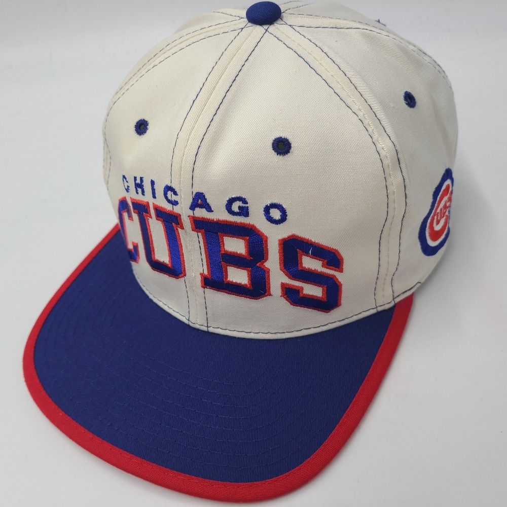 Vintage Chicago Cubs Hat Snapback Starter White Blue Red MLB Baseball Logo Men